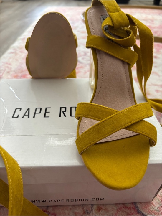 Cape Robbin Shoes - Cape Robbin Mustard Yellow Lace-Up Block Heel Sandals